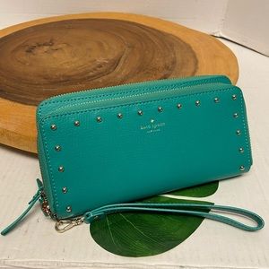 Kate Spade ♠️ Dual Zippered Wristlet Wallet  Aqua Green